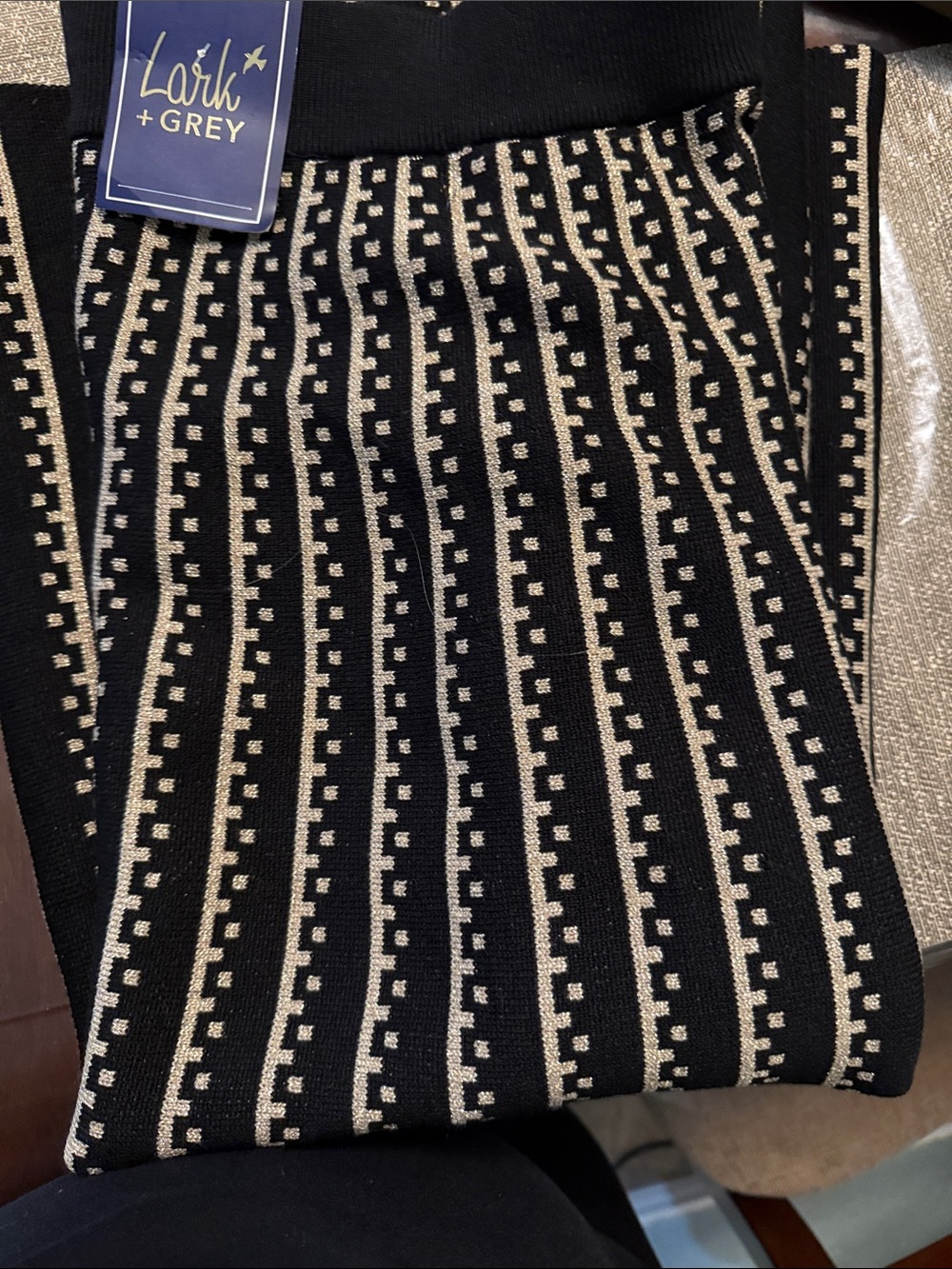 Lark + Grey Black and Cream Knit Top